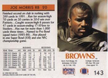 1992 Pro Set #143 Joe Morris Back