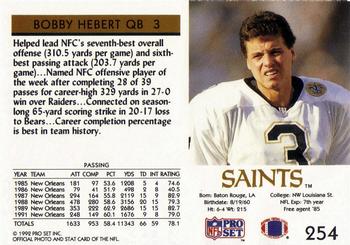 1992 Pro Set #254 Bobby Hebert Back