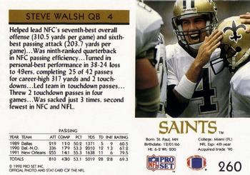 1992 Pro Set #260 Steve Walsh Back