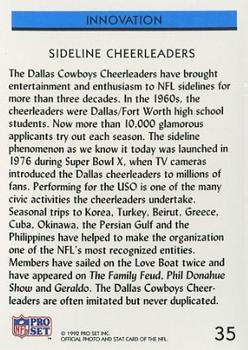 1992 Pro Set #35 Dallas Cowboys Cheerleaders Back