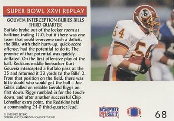 1992 Pro Set #68 Super Bowl XXVI Replay Back