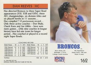 1992 Pro Set #162 Dan Reeves Back