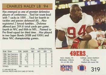 1992 Pro Set #319 Charles Haley Back