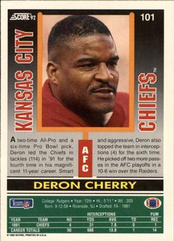 1992 Score #101 Deron Cherry Back