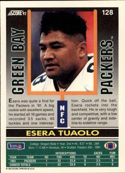 1992 Score #128 Esera Tuaolo Back
