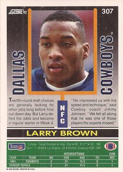 1992 Score #307 Larry Brown Back
