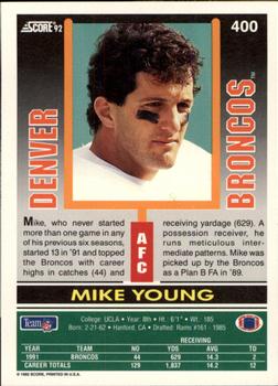 1992 Score #400 Michael Young Back
