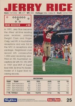 1992 SkyBox Impact #25 Jerry Rice Back