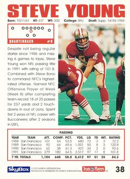 1992 SkyBox Impact #38 Steve Young Back