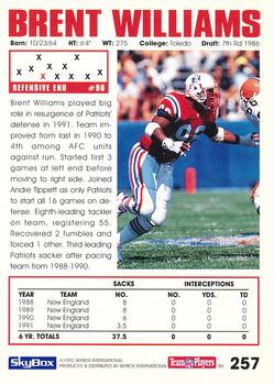 1992 SkyBox Impact #257 Brent Williams Back