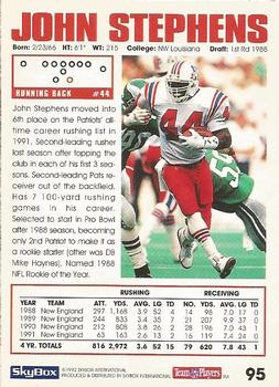 1992 SkyBox Impact #95 John Stephens Back