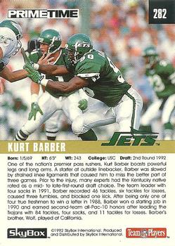 1992 SkyBox Prime Time #282 Kurt Barber Back