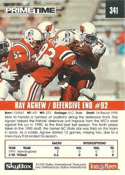 1992 SkyBox Prime Time #341 Ray Agnew Back