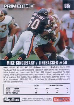 1992 SkyBox Prime Time #085 Mike Singletary Back