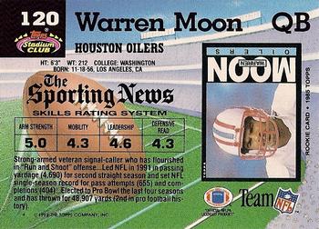 1992 Stadium Club #120 Warren Moon Back