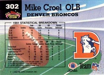1992 Stadium Club #302 Mike Croel Back