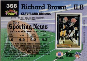 1992 Stadium Club #368 Richard Brown Back