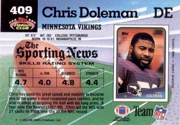 1992 Stadium Club #409 Chris Doleman Back