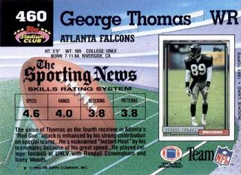 1992 Stadium Club #460 George Thomas Back
