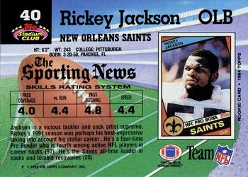 1992 Stadium Club #40 Rickey Jackson Back