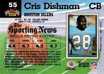 1992 Stadium Club #55 Cris Dishman Back