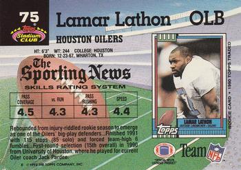1992 Stadium Club #75 Lamar Lathon Back