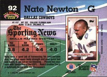 1992 Stadium Club #92 Nate Newton Back