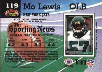 1992 Stadium Club #119 Mo Lewis Back