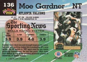1992 Stadium Club #136 Moe Gardner Back