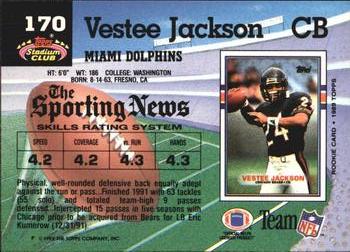 1992 Stadium Club #170 Vestee Jackson Back