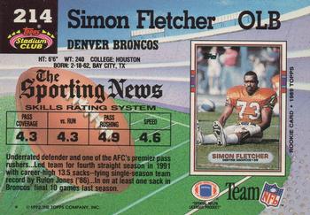 1992 Stadium Club #214 Simon Fletcher Back