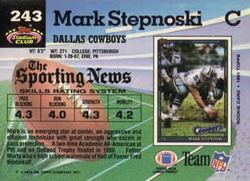 1992 Stadium Club #243 Mark Stepnoski Back