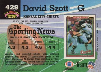 1992 Stadium Club #429 David Szott Back