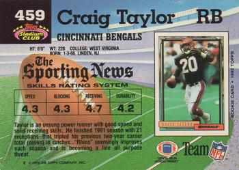 1992 Stadium Club #459 Craig Taylor Back