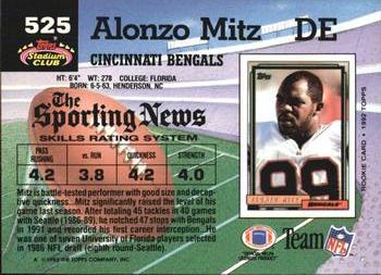 1992 Stadium Club #525 Alonzo Mitz Back