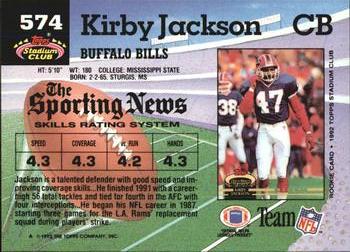 1992 Stadium Club #574 Kirby Jackson Back