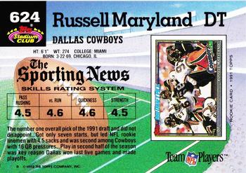 1992 Stadium Club #624 Russell Maryland Back