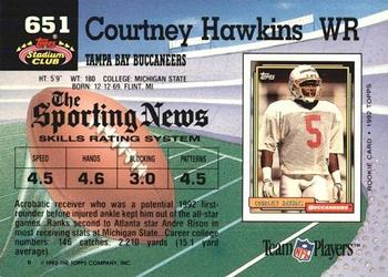 1992 Stadium Club #651 Courtney Hawkins Back