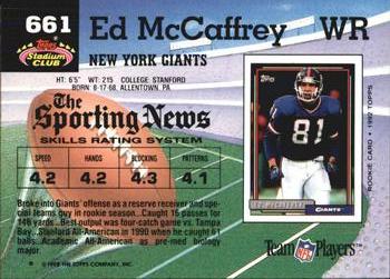 1992 Stadium Club #661 Ed McCaffrey Back