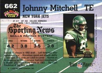 1992 Stadium Club #662 Johnny Mitchell Back