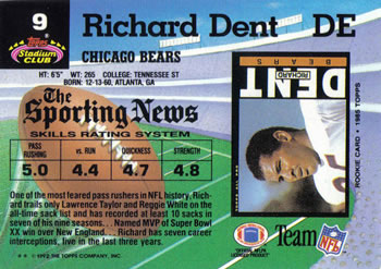 1992 Stadium Club #9 Richard Dent Back