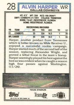 1992 Topps #28 Alvin Harper Back