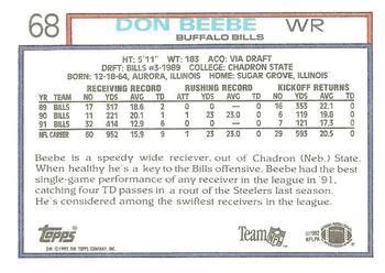 1992 Topps #68 Don Beebe Back