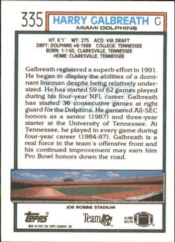 1992 Topps #335 Harry Galbreath Back