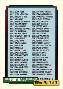1992 Topps #341 Checklist 1: 331-440 Front