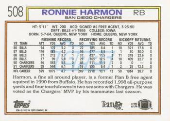 1992 Topps #508 Ronnie Harmon Back