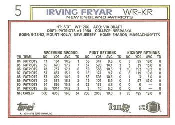 1992 Topps #5 Irving Fryar Back