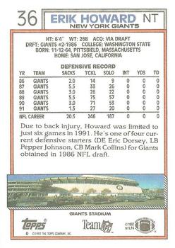 1992 Topps #36 Erik Howard Back
