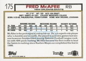 1992 Topps #175 Fred McAfee Back