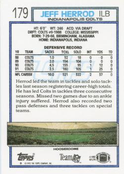 1992 Topps #179 Jeff Herrod Back